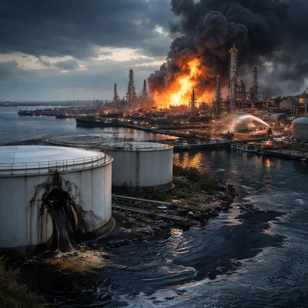 Fuel Tank Breached at Primorsk as NORSI Refinery Burns After Drone Strikes