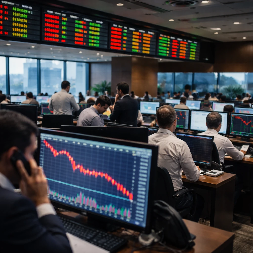 Colombian equity gauge slips as financials, investment and public services drag markets down