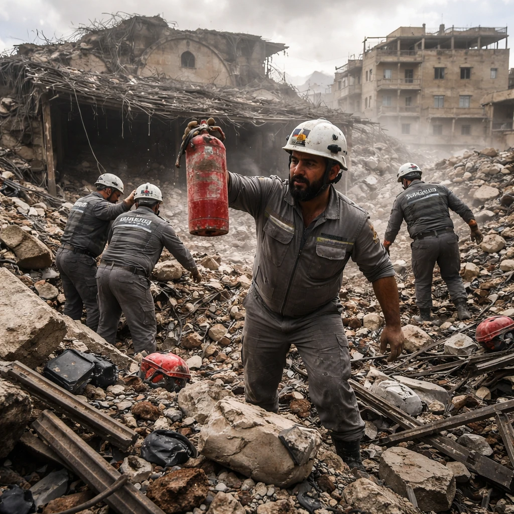 Rescue Teams in Nabatieh Sift Through Rubble After Civil Defence HQ Destroyed