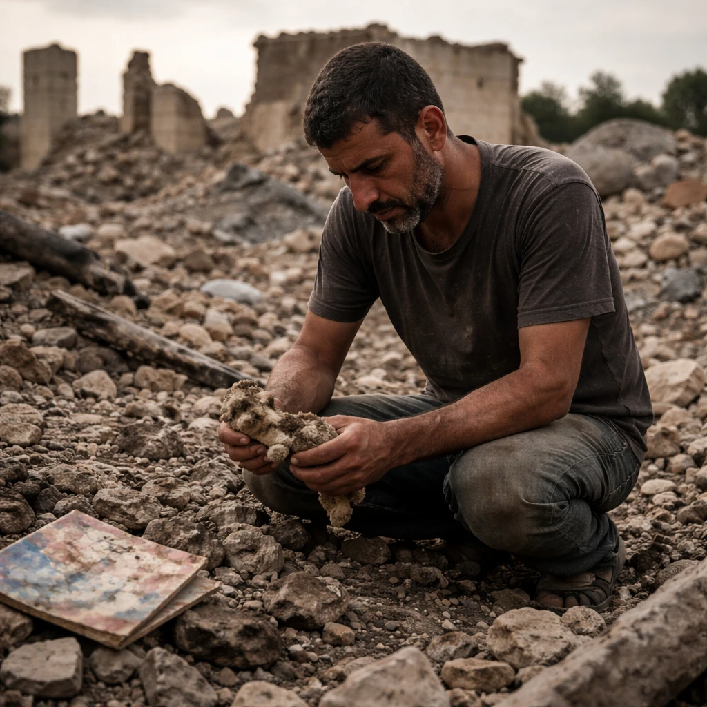 Grief and Rubble: A Lebanese Father Returns Daily to Site of Home Destroyed in Israeli Strike