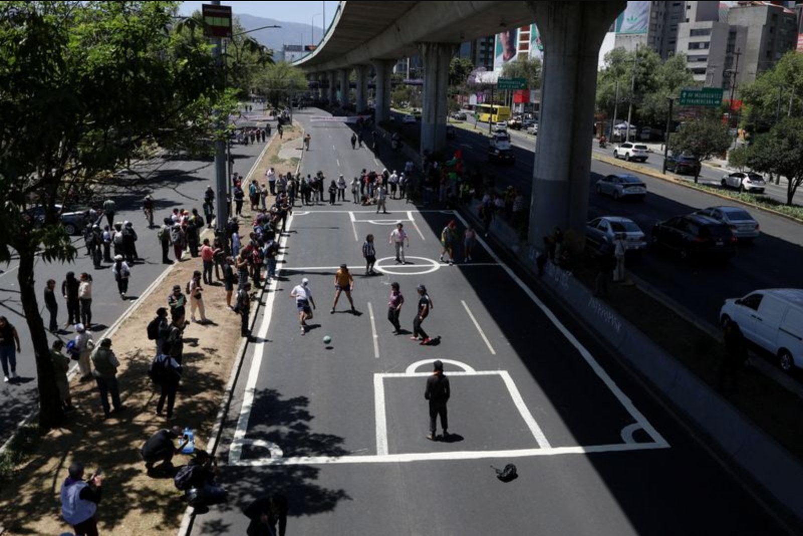 Protesters Turn Mexico City Highway Into Football Pitch to Protest World Cup 'Dispossession'