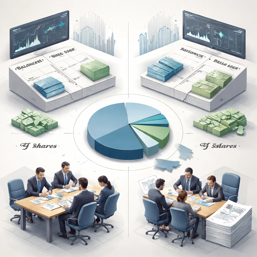 Conceptual graphic showing how issuing new shares adds cash to a company but reduces each share’s ownership slice.