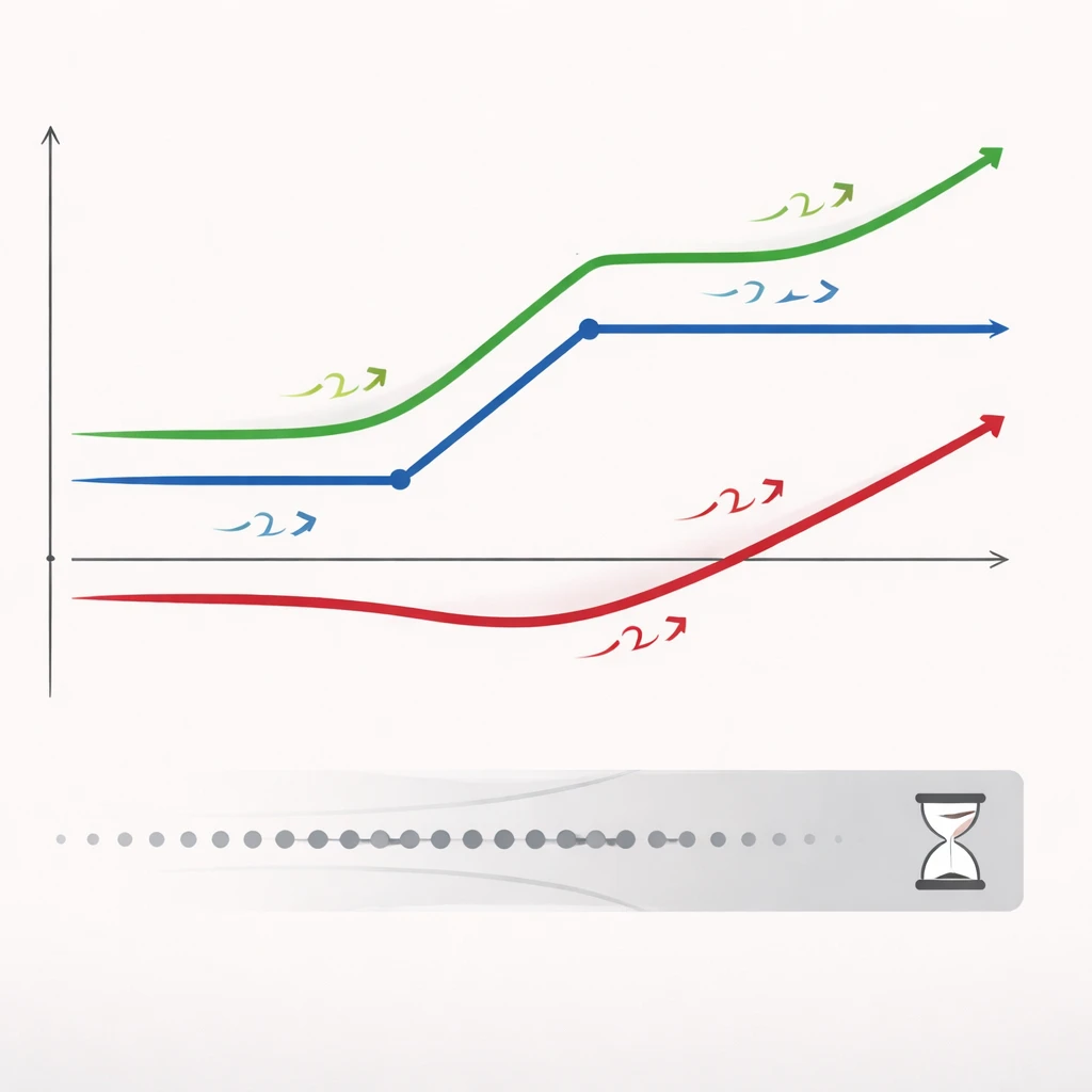 Illustration of directional options payoffs with curves for a long call, bull call spread, and long put, highlighting how profit changes with price movement and time.