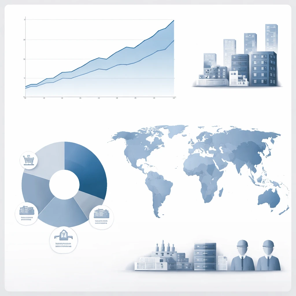Composite illustration of GDP components, real and nominal GDP lines, and a world map highlighting varied growth patterns.