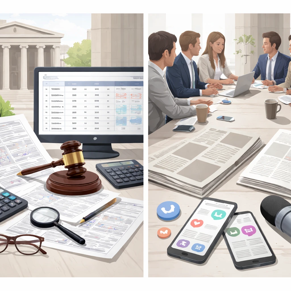 Conceptual comparison of hard news sources like filings and policy decisions versus soft news sources like interviews and media commentary.