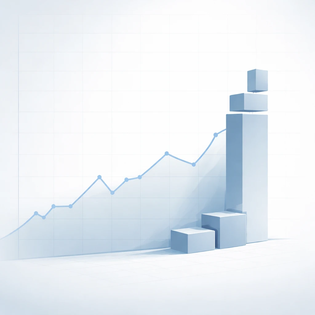 Abstract visualization of a position being reduced in stages as price rises, symbolizing partial exits and residual exposure.