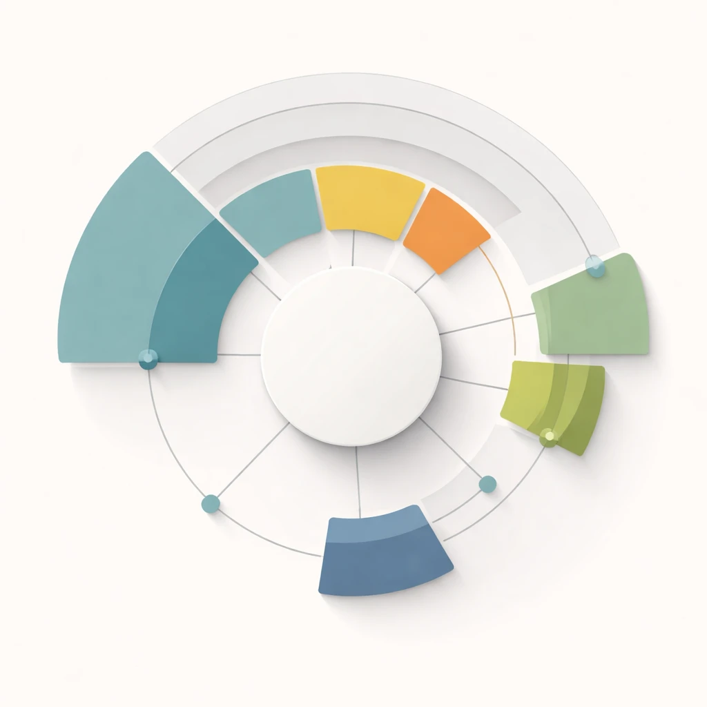Abstract visualization of a multi-asset portfolio with segments showing uneven risk contributions and clustered correlations.
