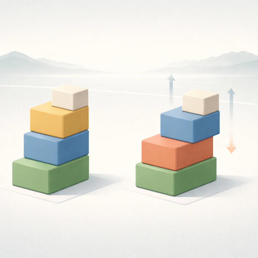 Illustration of a long-term policy portfolio with small, temporary tilts represented by translucent arrows.