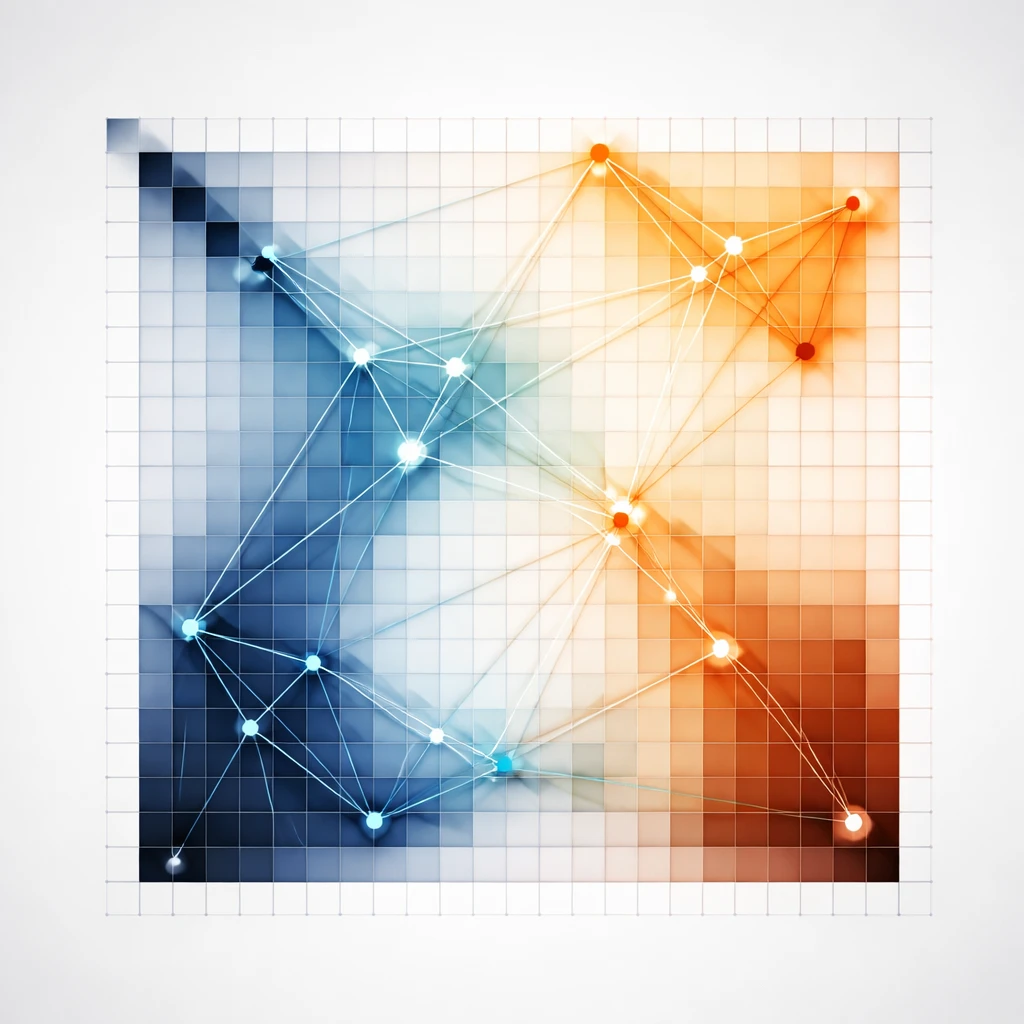 Heatmap of a correlation matrix with clustered assets illustrating shared risk and diversification.