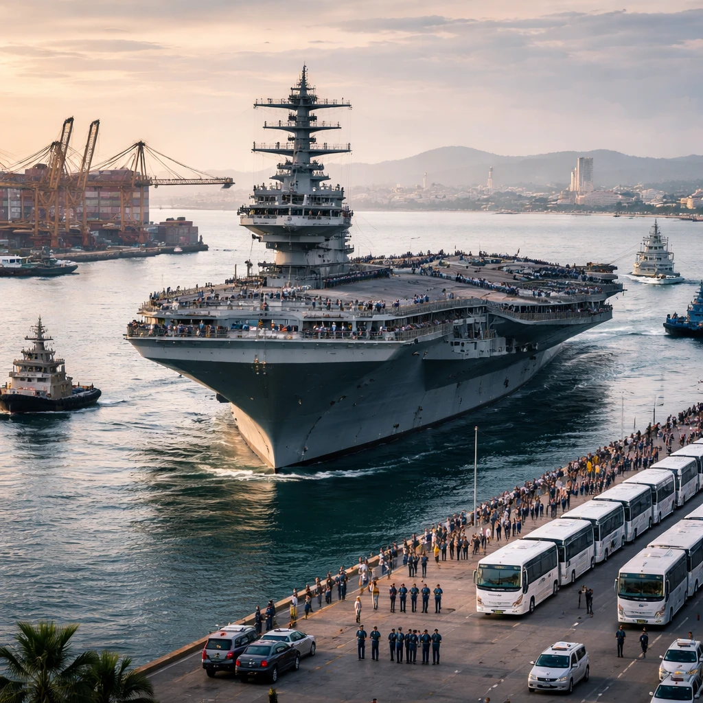 USS Abraham Lincoln Pulls Into Laem Chabang After Record-Length Deployment