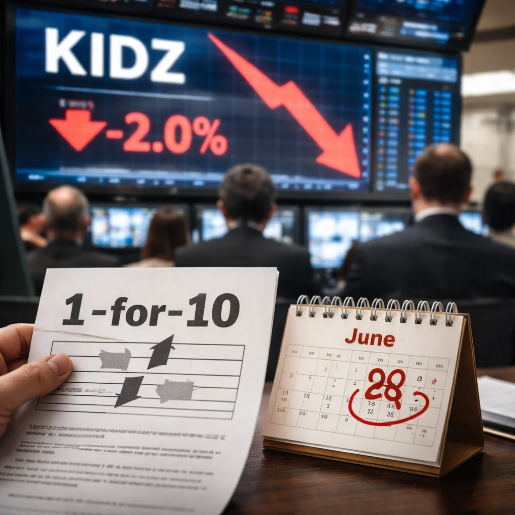 KIDZ AI Announces 1-for-10 Reverse Split; Shares Drop Sharply in Pre-market