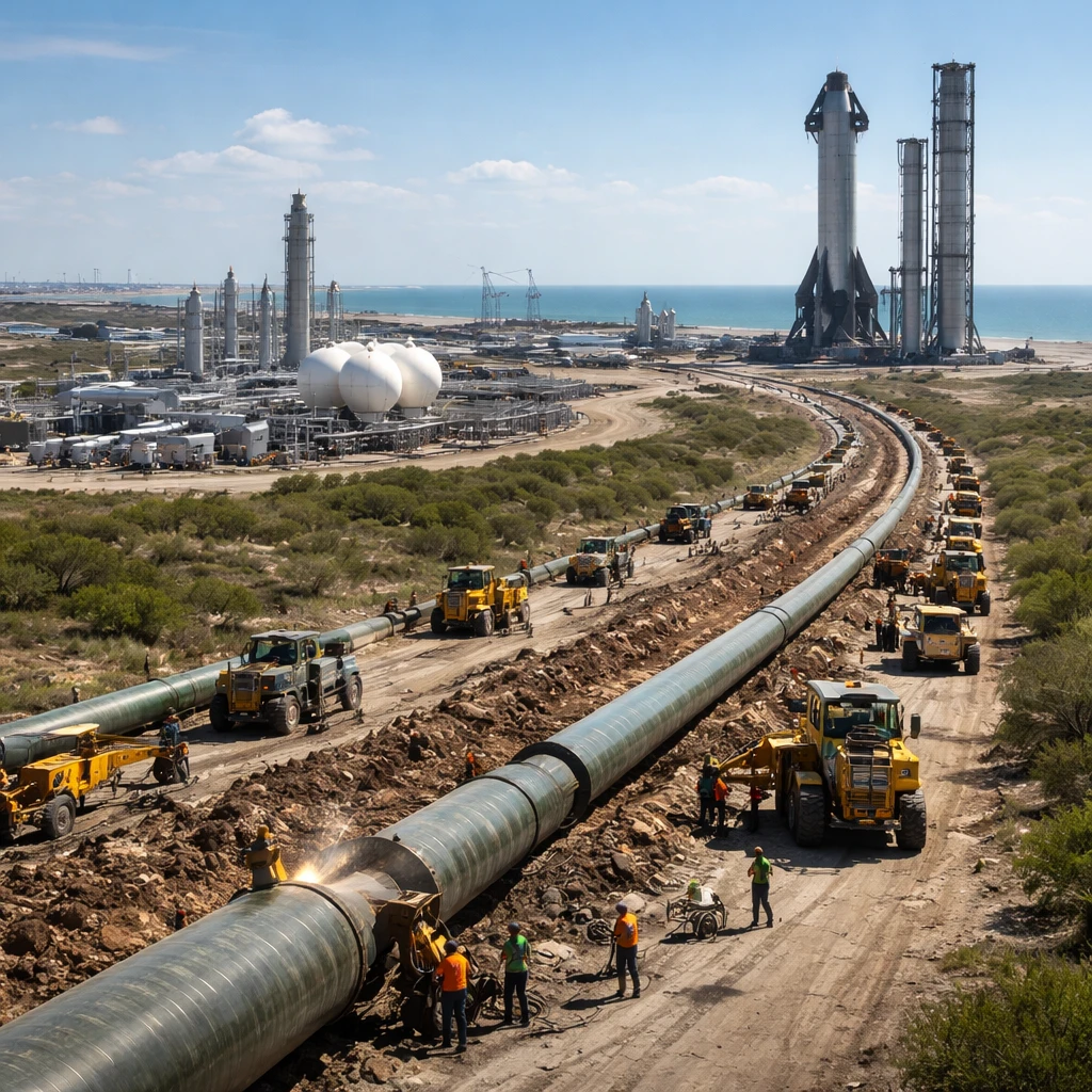 SpaceX to Lay Eight-Mile Gas Pipeline to Fuel Starship Launches