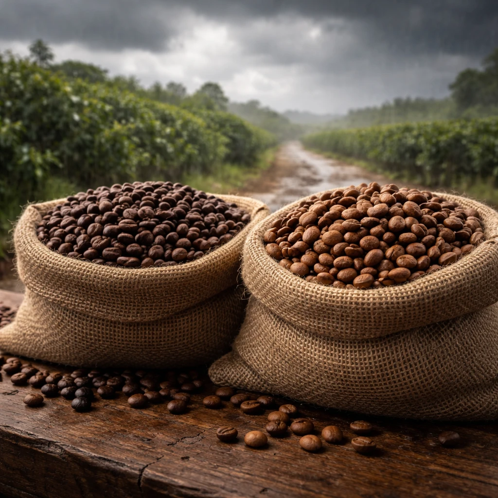 Robusta Pulls Back Slightly After Three-Month Peak as Weather Risks Loom