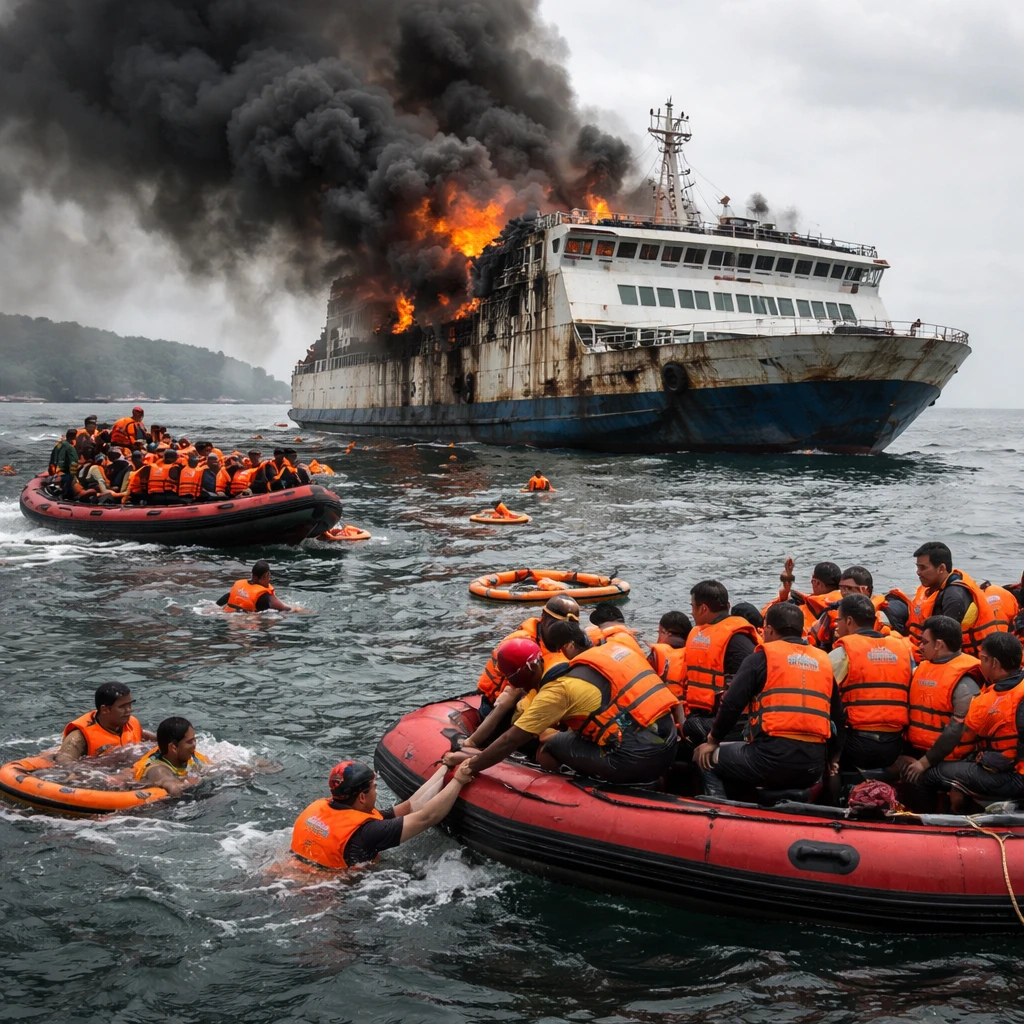 Indonesian Ferry Fire: 233 Rescued, Five Confirmed Dead as Agency Wraps Up Operation