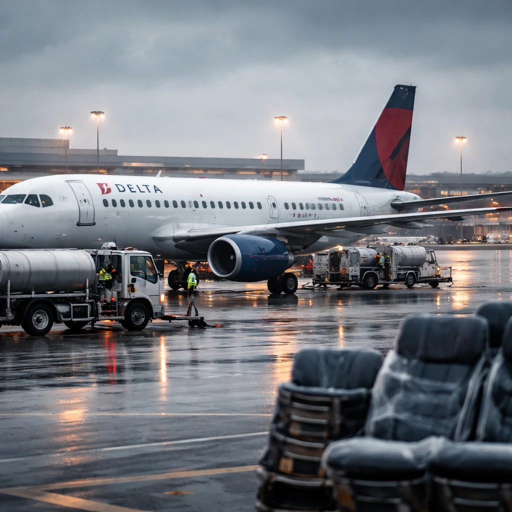 Delta Shares Slip as Industry Profit Forecast Halves and Fuel Costs Surge