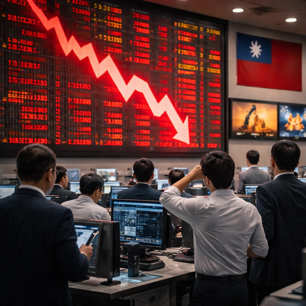 Taiwan shares fall sharply as Taiwan Weighted drops 3.48% at close