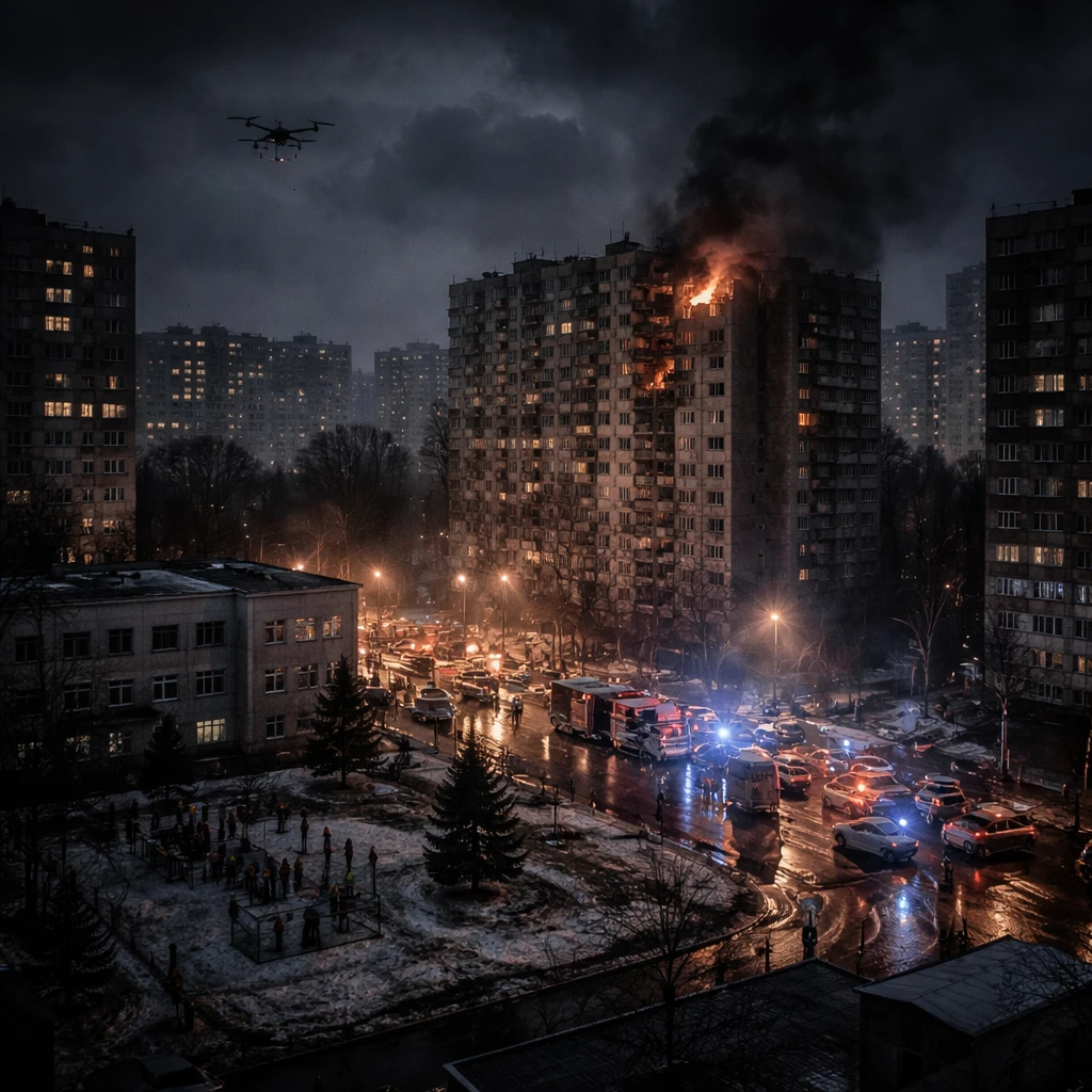 Drone and Missile Strikes Hit Kharkiv; At Least Two People Injured