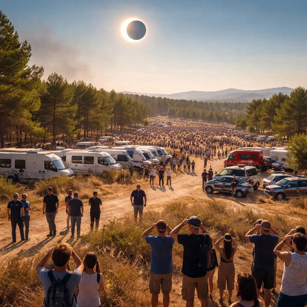 Spain mobilises major security and safety effort as total solar eclipse approaches amid peak wildfire danger