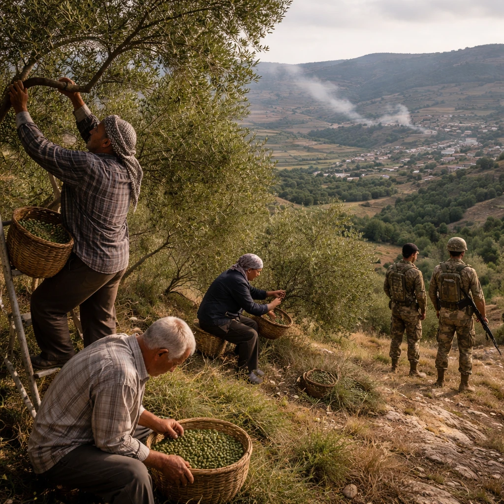 Lebanese Farmers Return to Dangerous Groves to Harvest Olives Near Israeli Troops