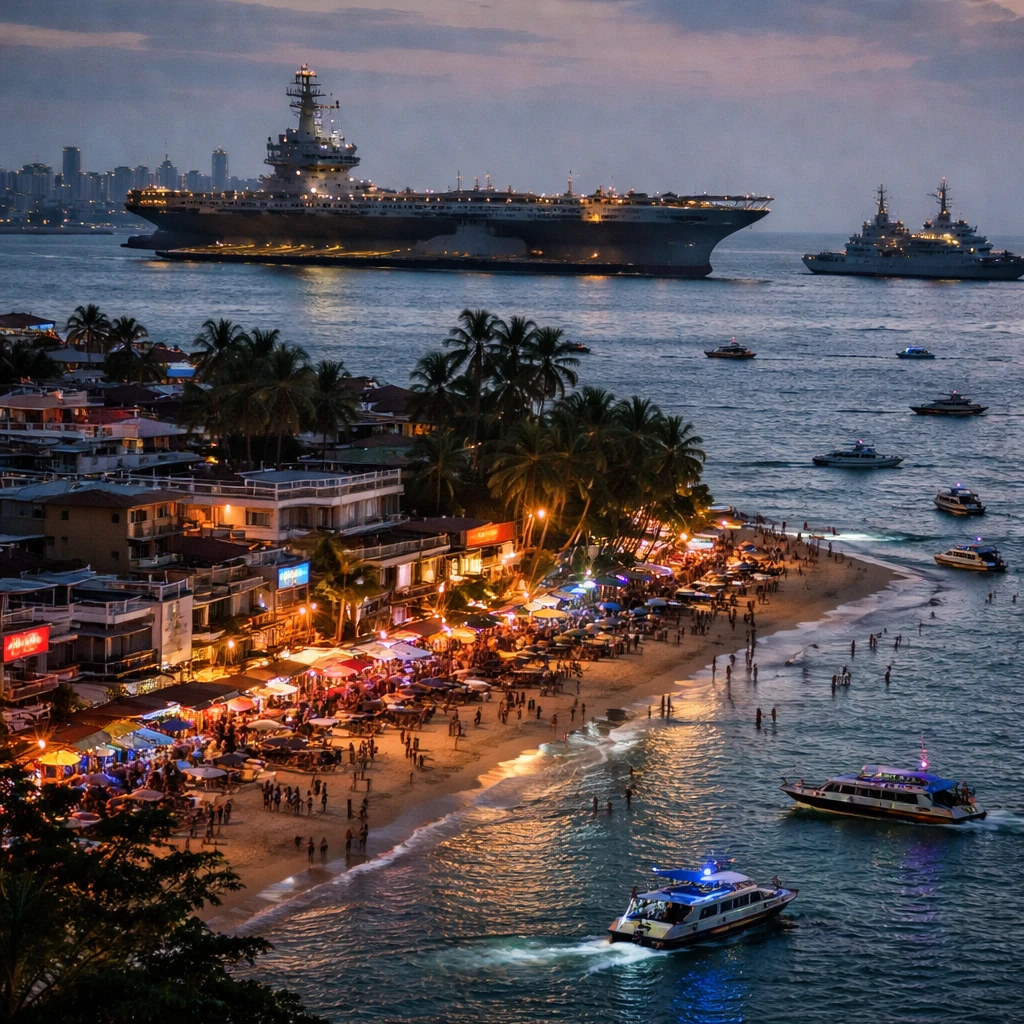 U.S. Aircraft Carrier's Stop in Pattaya Brings Short-Term Trade Hopes and Social Concerns