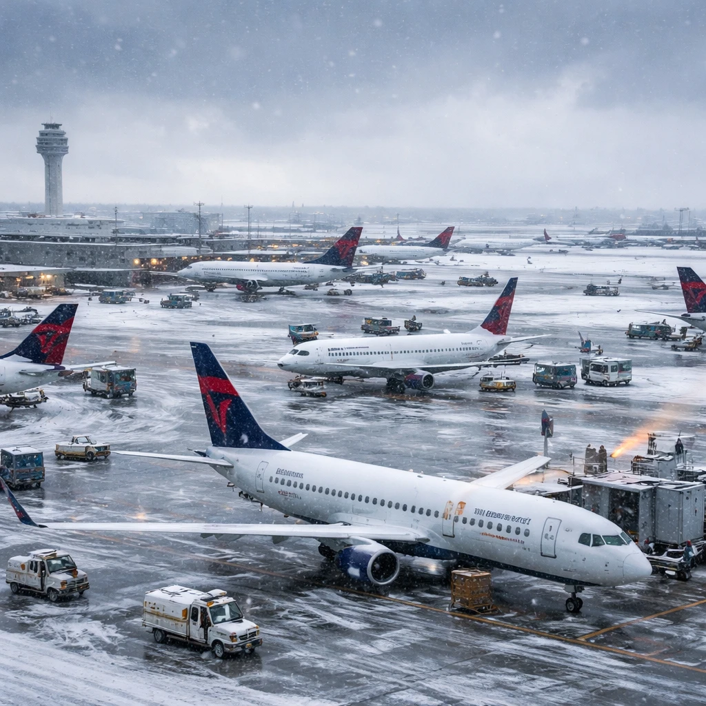 Delta Air Lines Advises Travelers to Modify Plans Amid Winter Storm Fern Disruptions